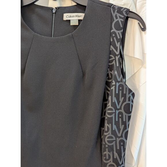 Calvin Klein Black Size 4 Sleeveless Scoop Neck Sheath Dress w/Side Logo Details - Picture 10 of 16